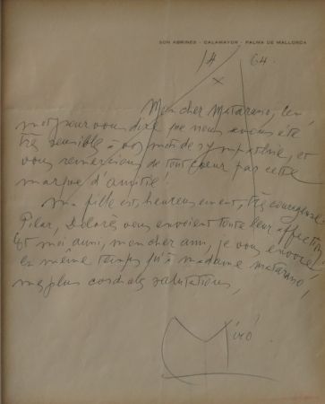 Aucune Technique Miró - Autographed letter