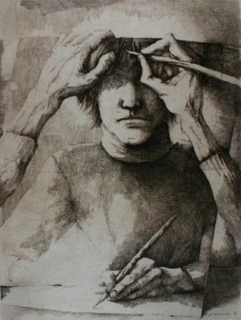 Gravure Desmazières - Autoportrait