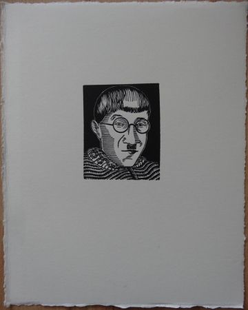 Gravure Sur Bois Foujita - Autoportrait