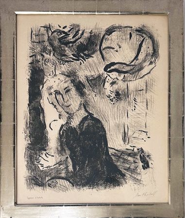 Lithographie Chagall - Autoportrait au visage gris