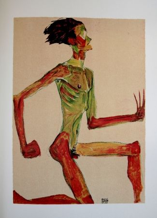 Lithographie Schiele - AUTOPORTRAIT / SELF-PORTRAIT - Lithographie / Lithograph - 1910