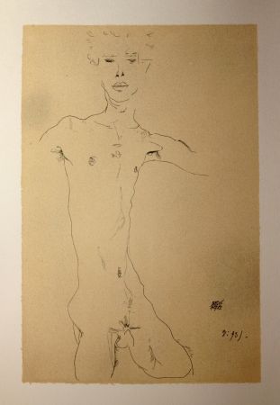 Lithographie Schiele - AUTOPORTRAIT / SELF-PORTRAIT - Lithographie / Lithograph - 1912