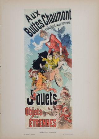 Lithographie Cheret - Aux Buttes Chaumont, 1896