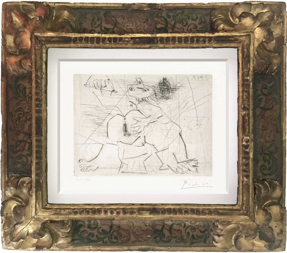 Gravure Picasso - Aux quatre coins de la pièce, from Hommage à Roger Lacourière