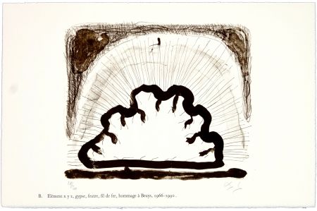 Lithographie Nørgaard - B. Elément x y z, gypse, feutre, fil de fer, hommage à Beuys, 1966 - 1990