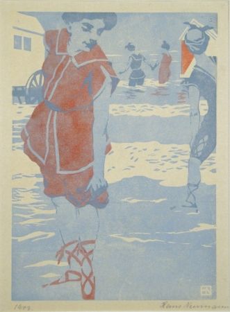 Gravure Sur Bois Neumann - Badefreuden (Bathing Fun)