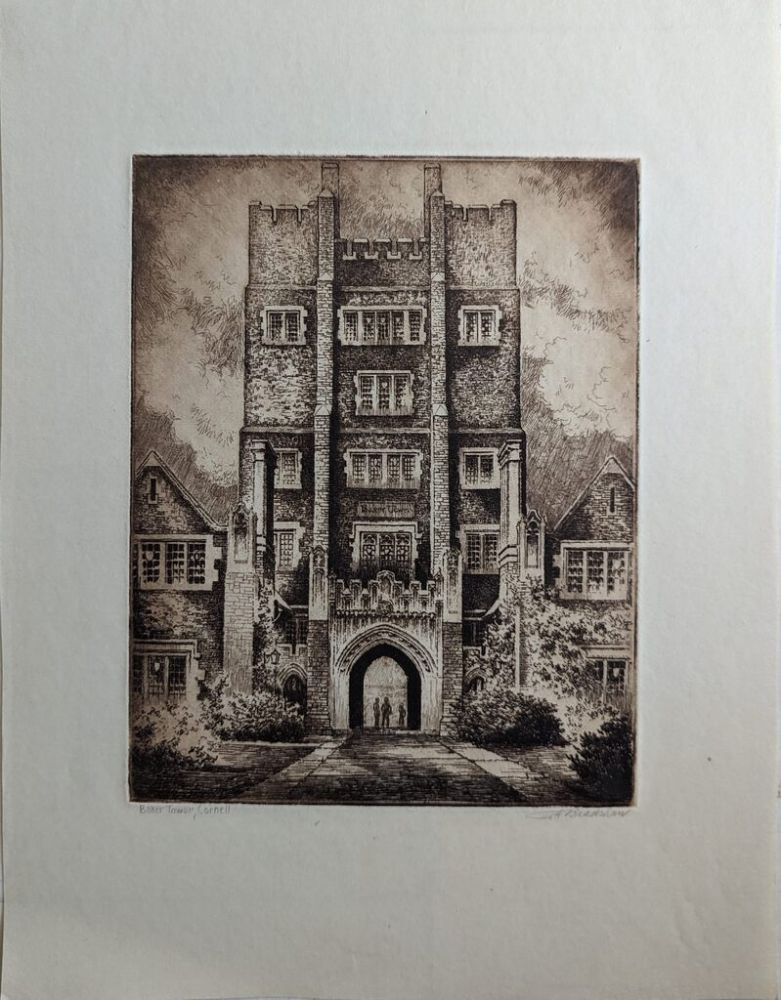 Gravure Bradshaw - Baker Tower, Cornell