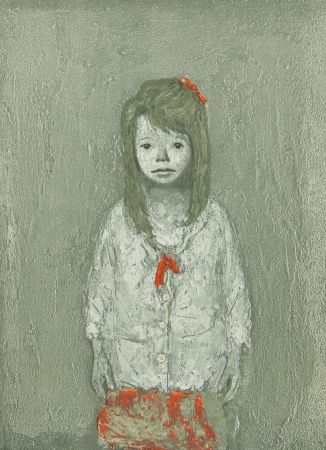 Lithographie Bueno - BAMBINA CON FIOCCO ROSSO