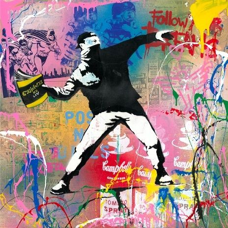 Sérigraphie Mr Brainwash - Banksy Thrower, 2015