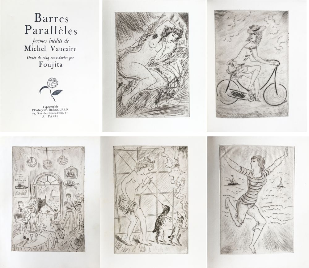 Livre Illustré Foujita - BARRES PARALLÈLES. 5 eaux-fortes originales de FOUJITA (1927)‎ 