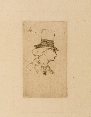 Eau-Forte Manet - Baudelaire de profile en chapeau II
