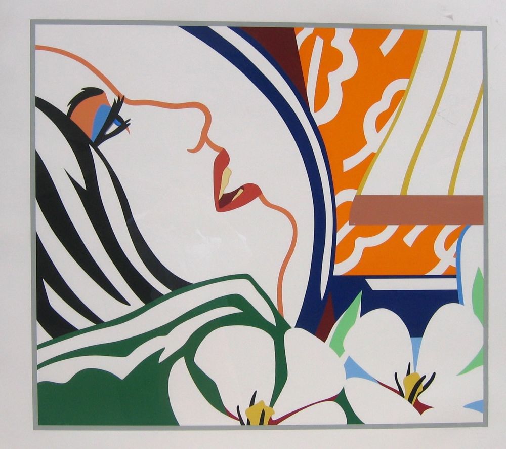 Sérigraphie Wesselmann - Bedroom Face with Orange Wallpaper