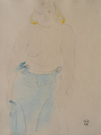 Gravure Rodin - Belle femme aux seins nus