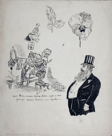 Aucune Technique Boutet - Ben mon vieux frère, si je n'ai que ça pour brosser ma veste..., 1897 - Original drawing (Hand-signed!)