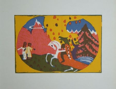 Gravure Sur Bois Kandinsky - Berge - Klänge, edition Pieper, 1913