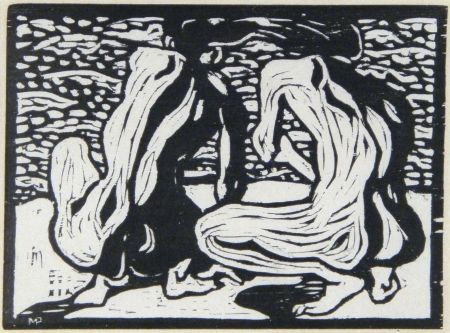 Gravure Sur Bois Pechstein - Betrachtung (Watching Out)