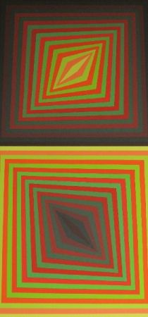 Sérigraphie Vasarely - Bi-Rhomb