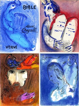 Livre Illustré Chagall - BIBLE. Verve vol. VIII. n°33 et 34. 28 LITHOGRAPHIES ORIGINALES (1956).