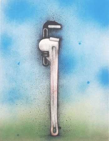Lithographie Dine - Big Red Wrench in a Landscape
