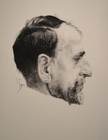 Lithographie Amiet - Bildnis Erst Kreidolf im Profil