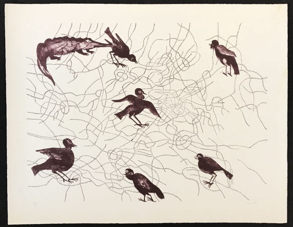 Lithographie Toledo - Birds and Crocodile