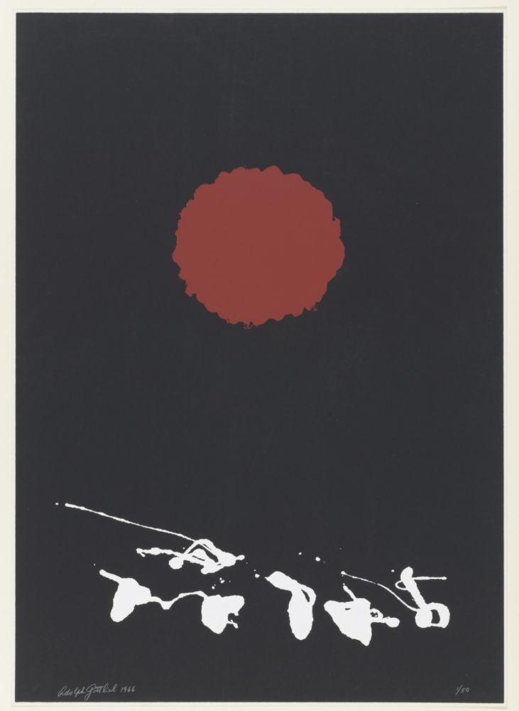 Sérigraphie Gottlieb - Black Ground, Red Disc