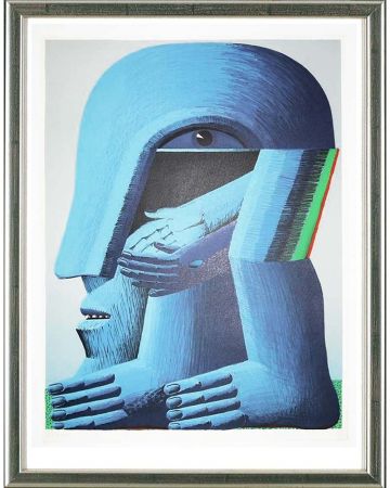 Lithographie Antes - Blaue Figur, 1974/75