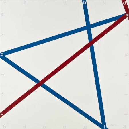 Lithographie Morellet - BLUE-RED - EXACTA FROM CONSTRUCTIVISM TO SYSTEMATIC ART 1918-1985