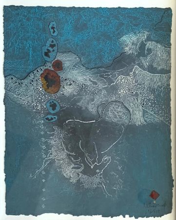 Eau-Forte Et Aquatinte Lebadang - Blue Abstract
