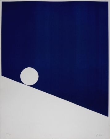Sérigraphie Gilioli - Blue Composition, c. 1970s -  Hand-signed!