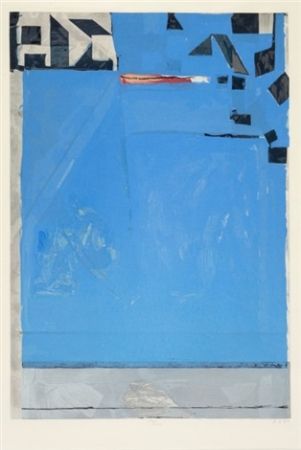 Gravure Sur Bois Diebenkorn - Blue with Red