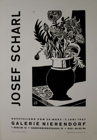 Gravure Sur Bois Scharl - Blumen in hoher Vase