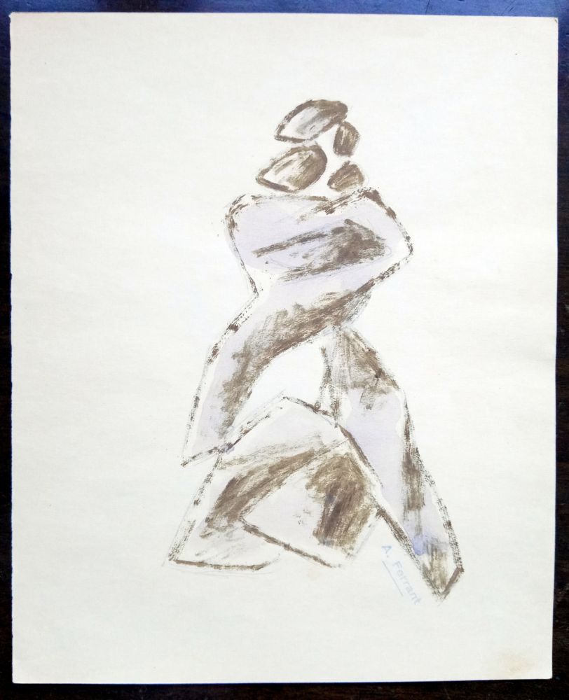 Aucune Technique Àngel - Boceto escultura - Original Drawing - Signed