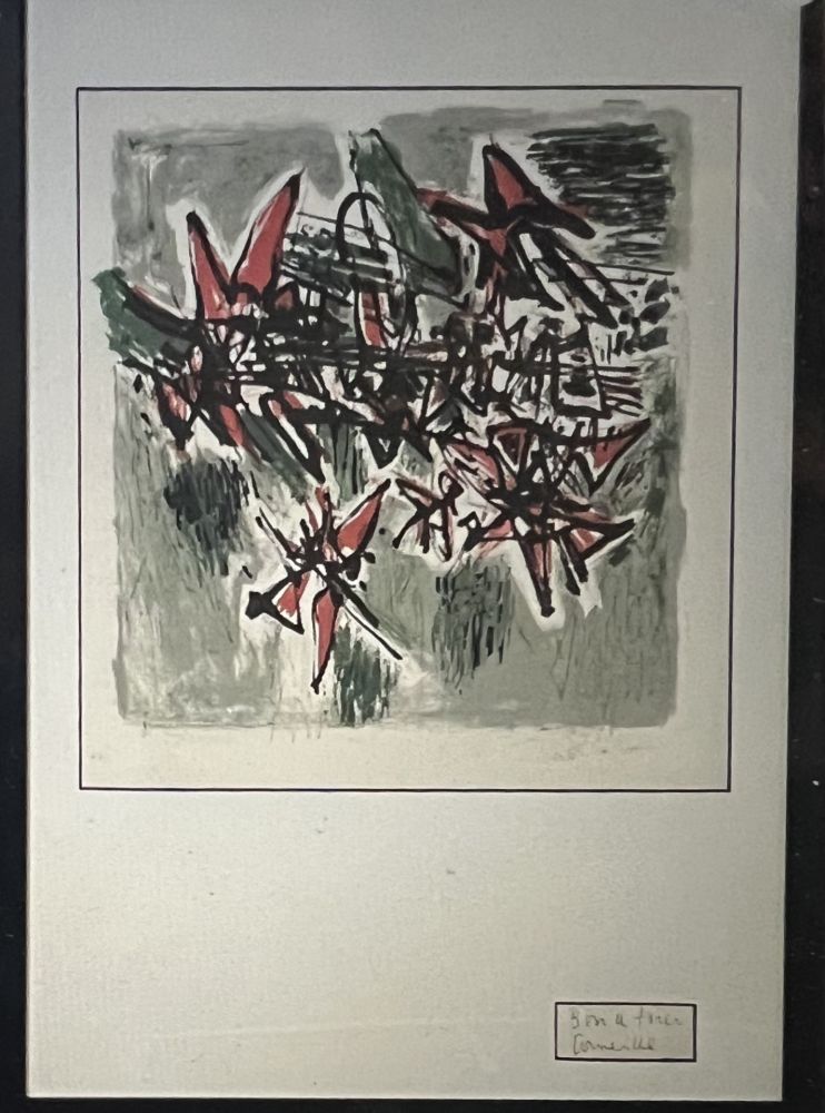 Lithographie Corneille - BON A TIRER - Encadré - Lithographie Vol d'oiseaux 1960