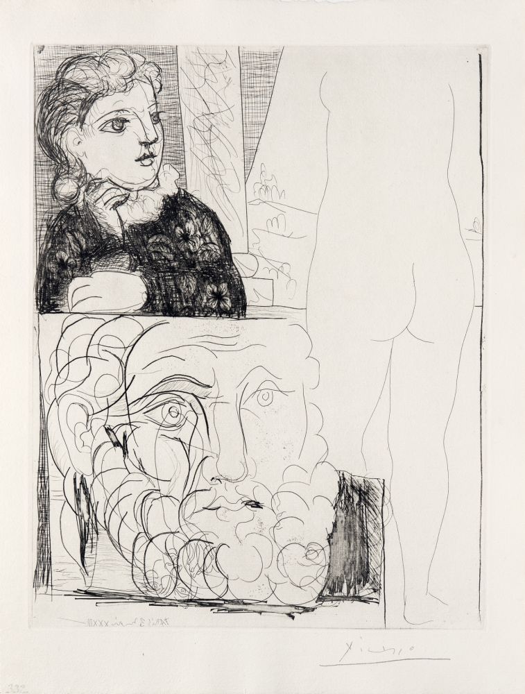 Gravure Picasso - Bonne dans l'atelier de sculpture