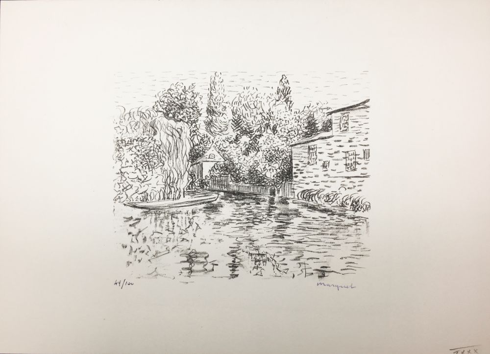 Lithographie Marquet - Bord de rivière