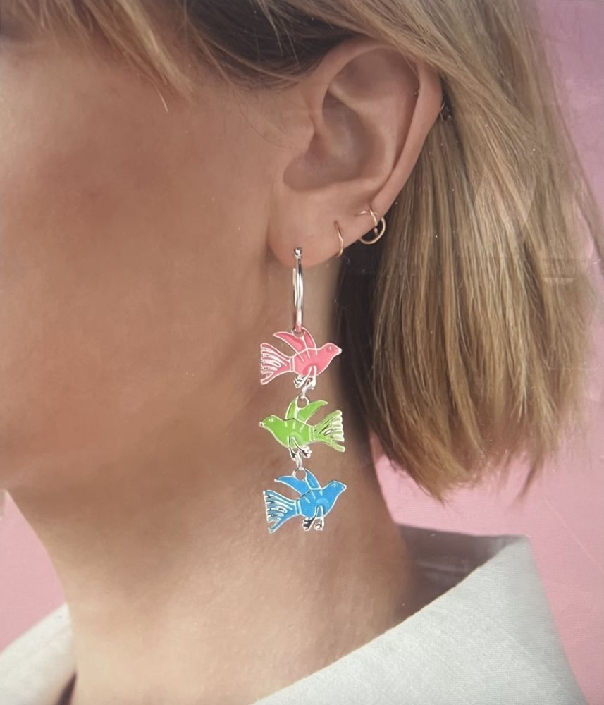 Aucune Technique Corneille - Boucles d'oreilles Oiseaux