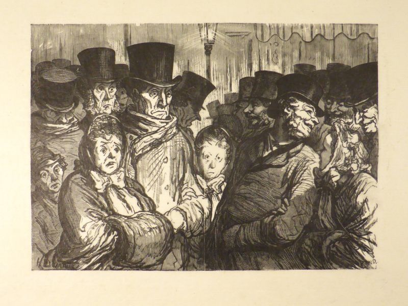 Eau-Forte Daumier - Boulevard du Temple à minuit. Sortant du drame – Sortant des Funambules