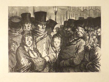 Eau-Forte Daumier - Boulevard du Temple à minuit. Sortant du drame – Sortant des Funambules