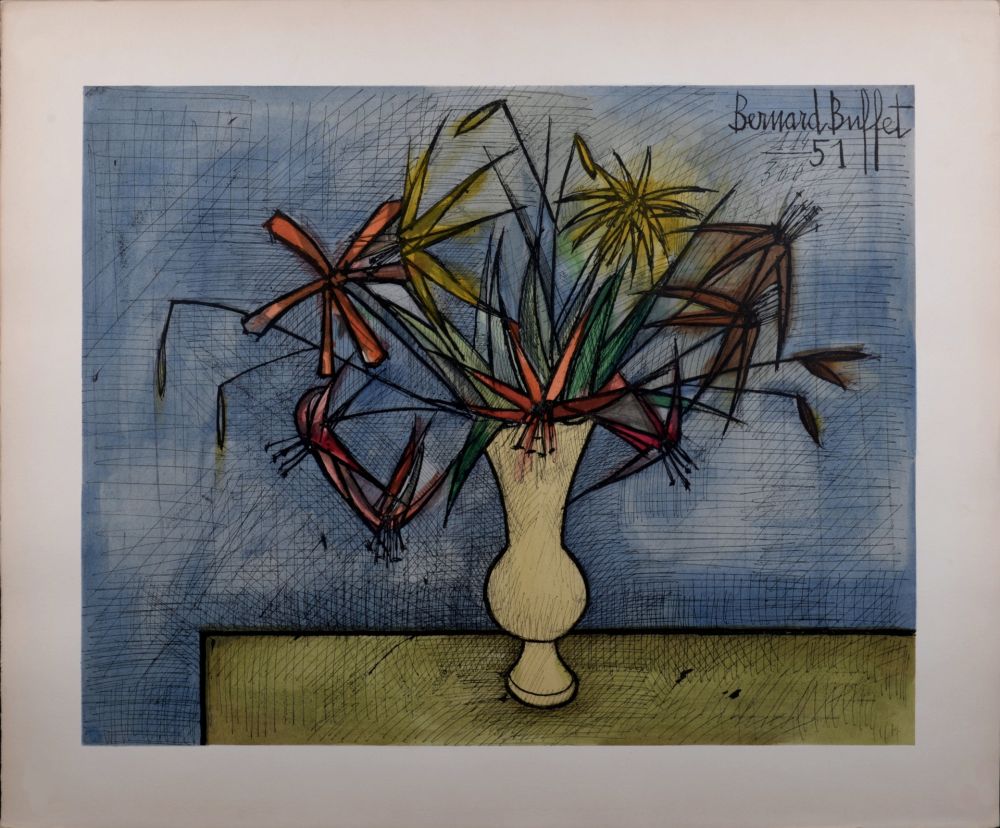 Lithographie Buffet - Bouquet de Fleurs, 1960 -  Hand-numbered!