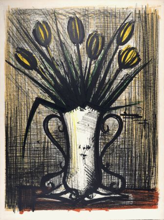 Lithographie Buffet - Bouquet de tulipes jaunes