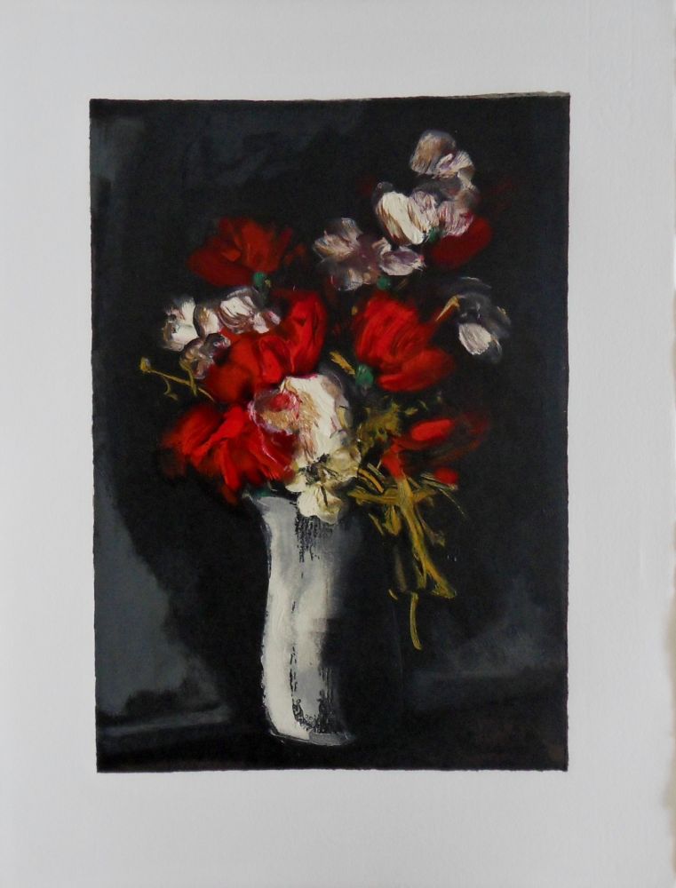 Gravure Sur Bois Vlaminck - Bouquet rouge et blanc
