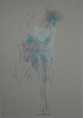 Lithographie Hernandez Pijuan - Bouquet sur carton