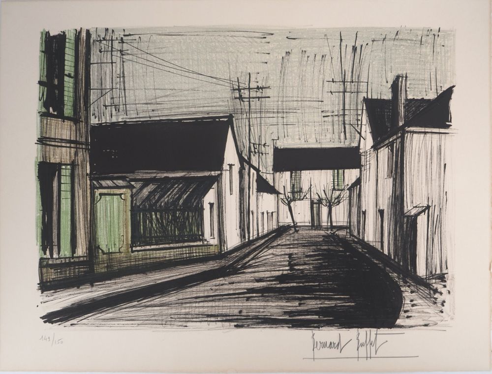 Lithographie Buffet - Bretagne : Rue à Plurien