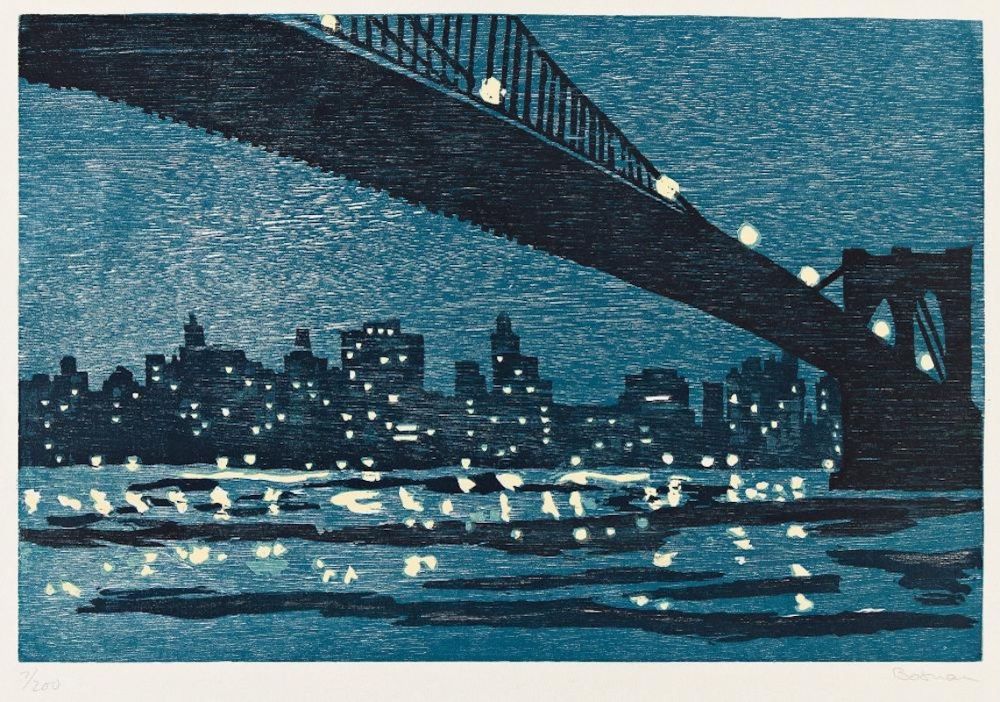 Gravure Sur Bois Bosman - Brooklyn Bridge