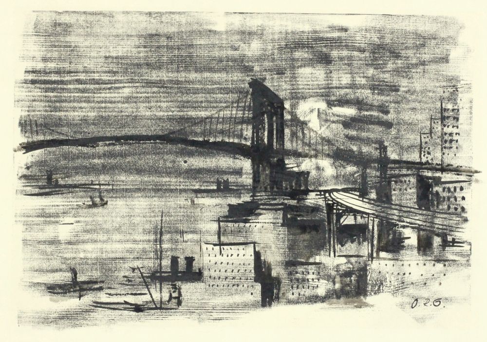 Gravure Sur Bois Schatz - Brooklyn Bridge