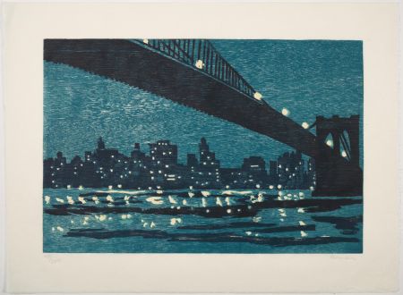 Gravure Sur Bois Bosman - Brooklyn Bridge