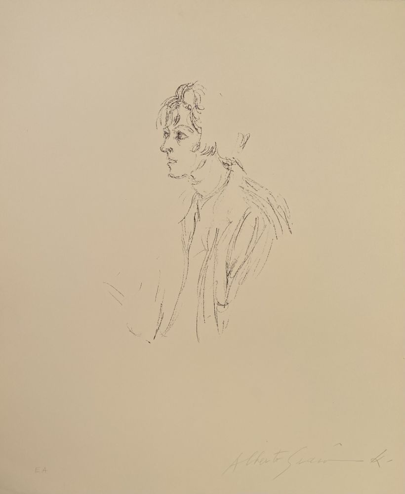 Lithographie Giacometti - Buste d'une femme regardant a gauche - signed