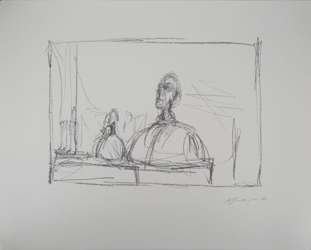 Lithographie Giacometti - Buste à l'atelier