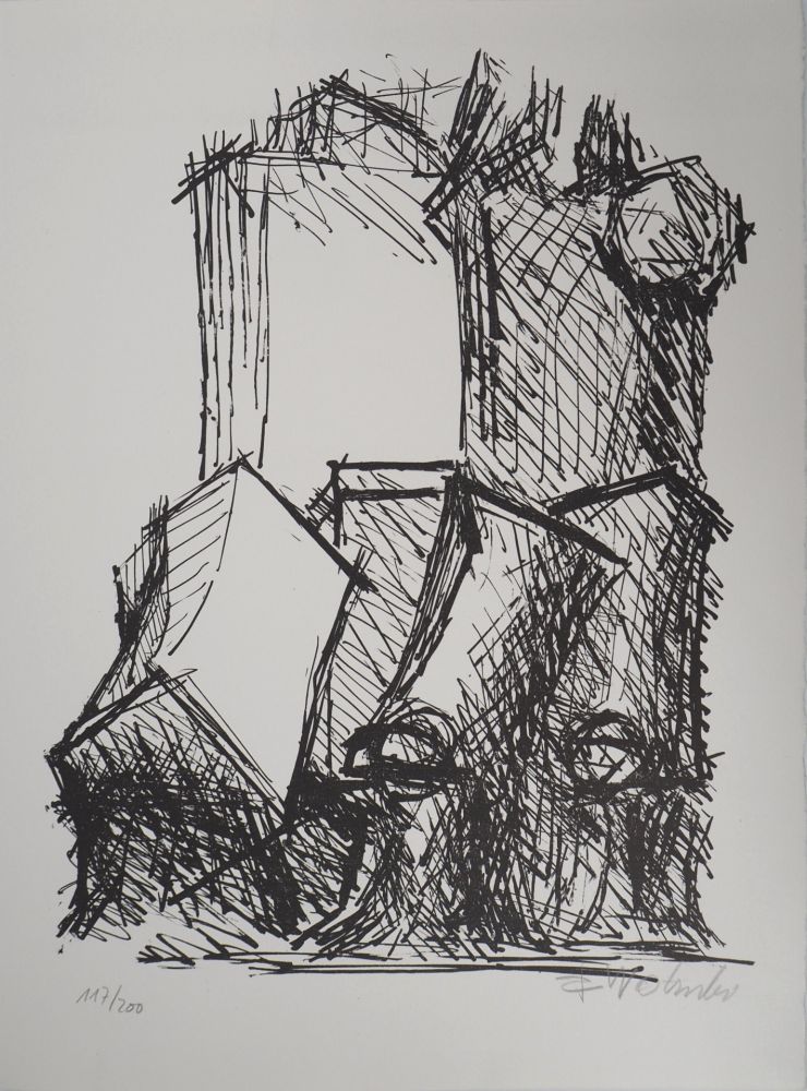 Lithographie Wotruba - Bâtiment